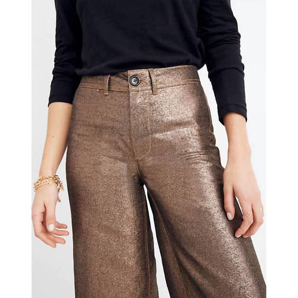 Capri Pants Madewell Gold Pants NEW MADEWELL Emmette Wide Leg